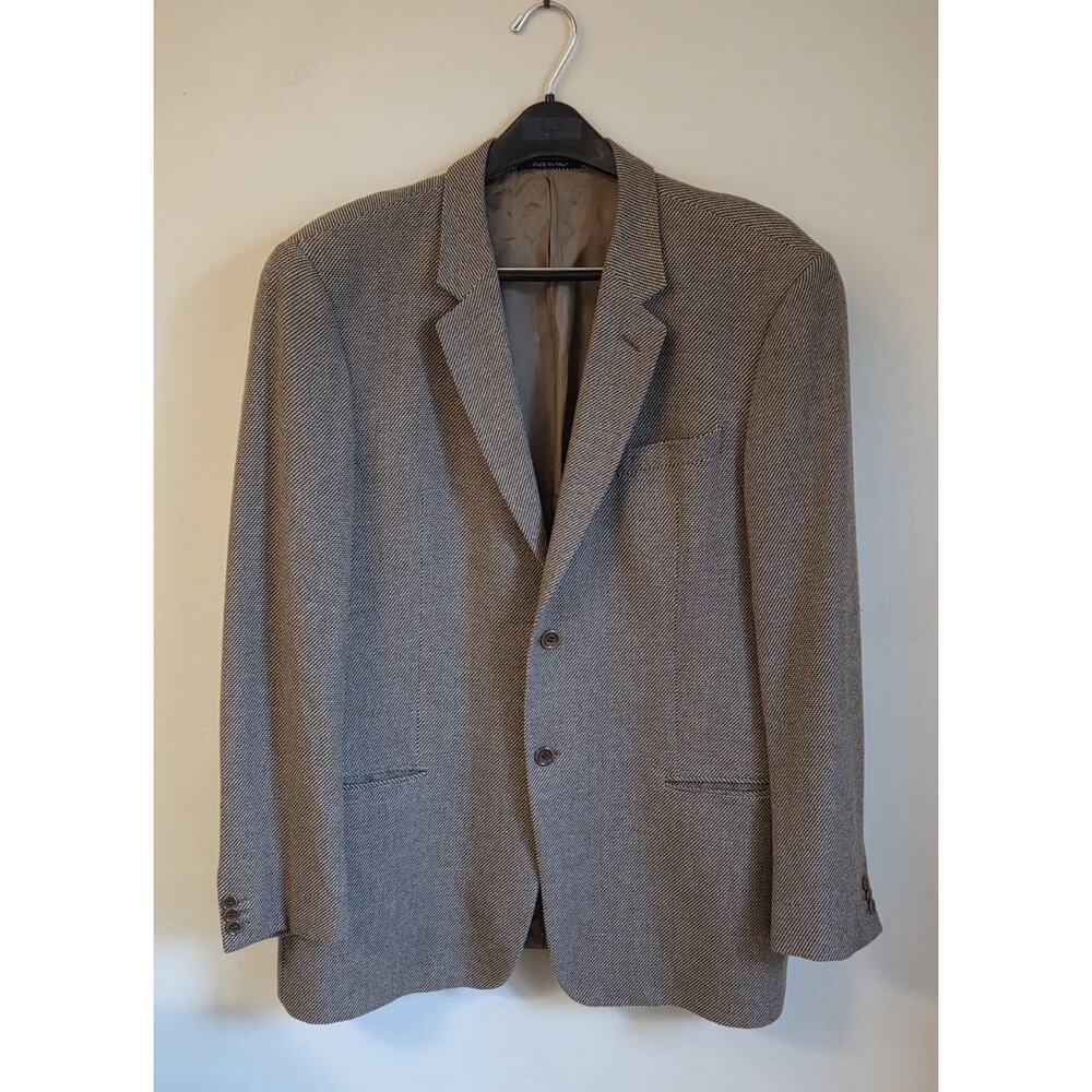 Vintage Armani Collezioni 100% Cashmere Brown Check Blazer 44L Italy